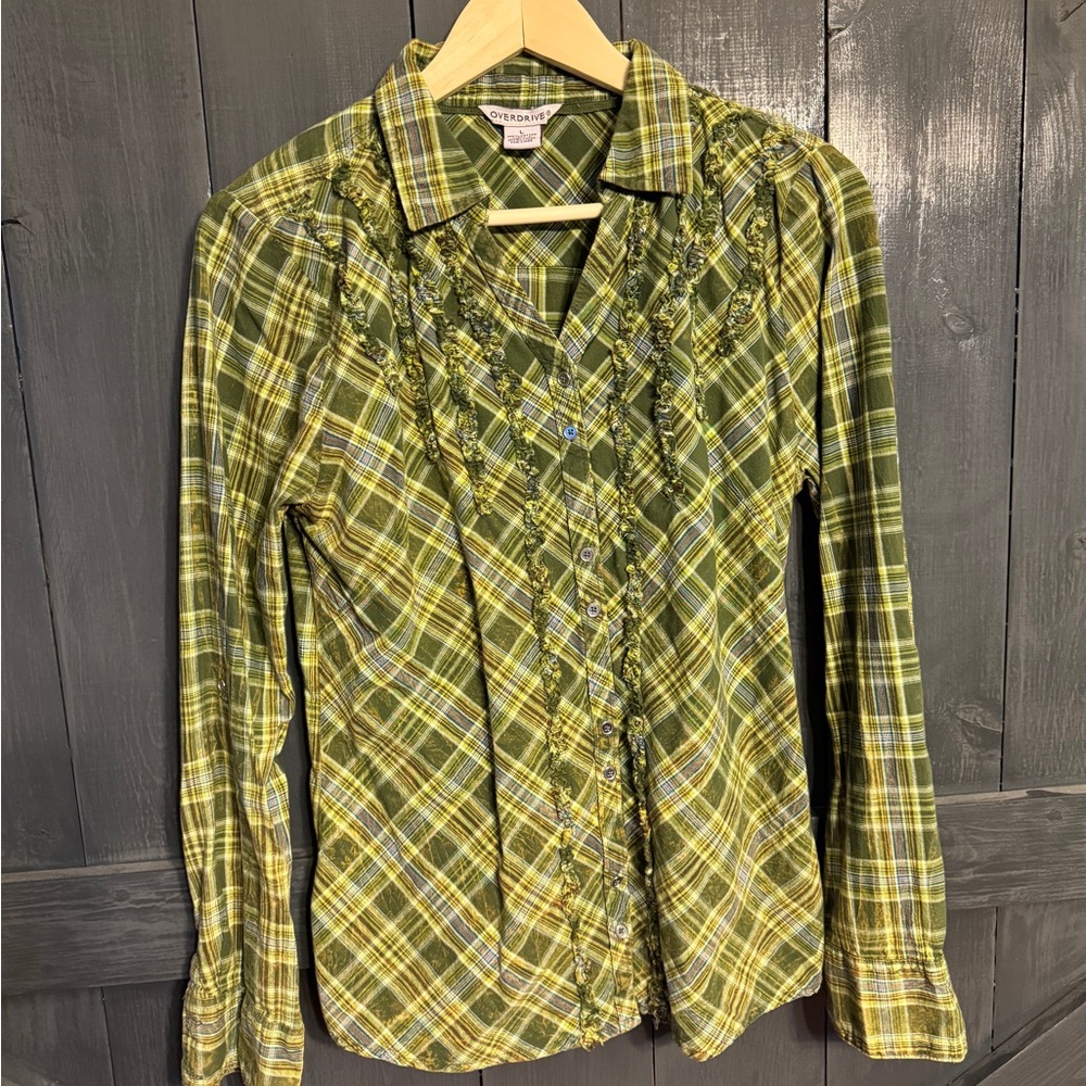 Women’s Large Overdrive Button Up Casual Shirt